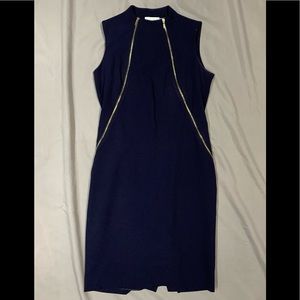 Calvin Klein, black dress with 2 gold zippers